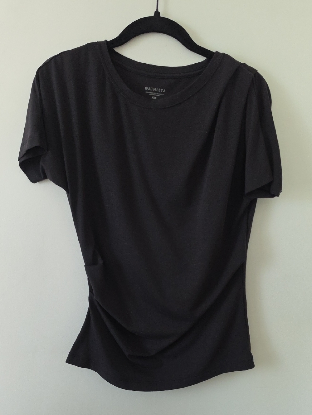 Athleta Short-Sleeve Ruched Tee Black XXS